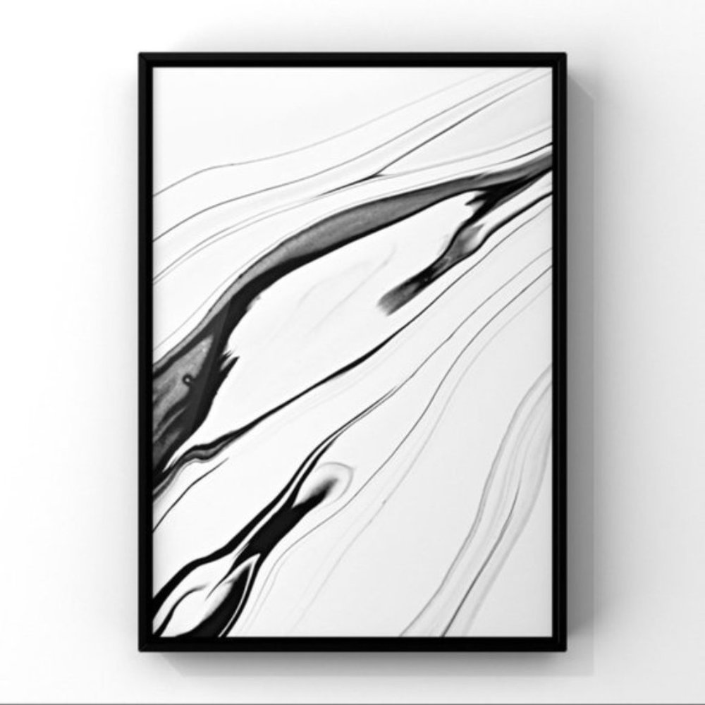 Black and white monochromatic modern abstract art